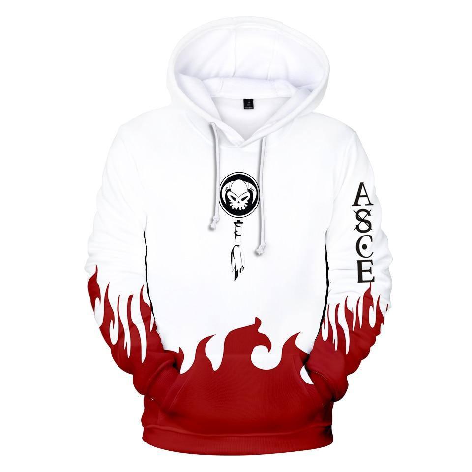 One Piece Portgas D. Ace Printed Hoodie White
