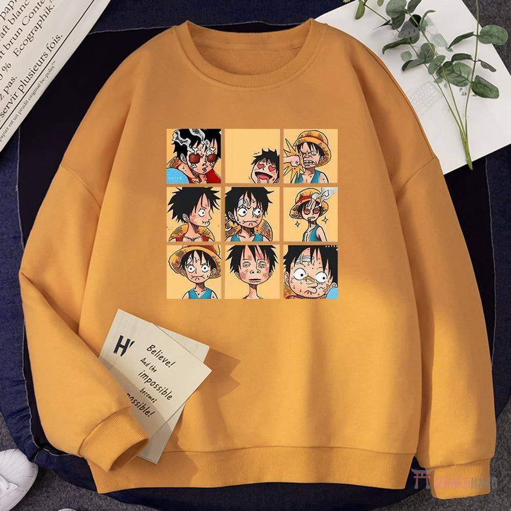One Piece Monkey D. Luffy Funny Faces Sweatshirt